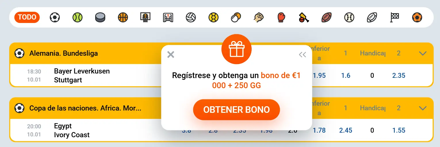 Apuestas deportivas en Mostbet