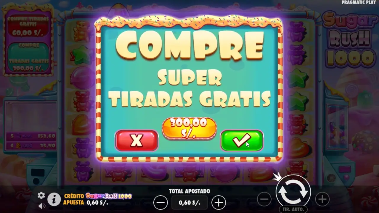 Comprar Super Tiradas Gratis en Sugar Rush 1000 - Función Buy Bonus de 300,000 soles