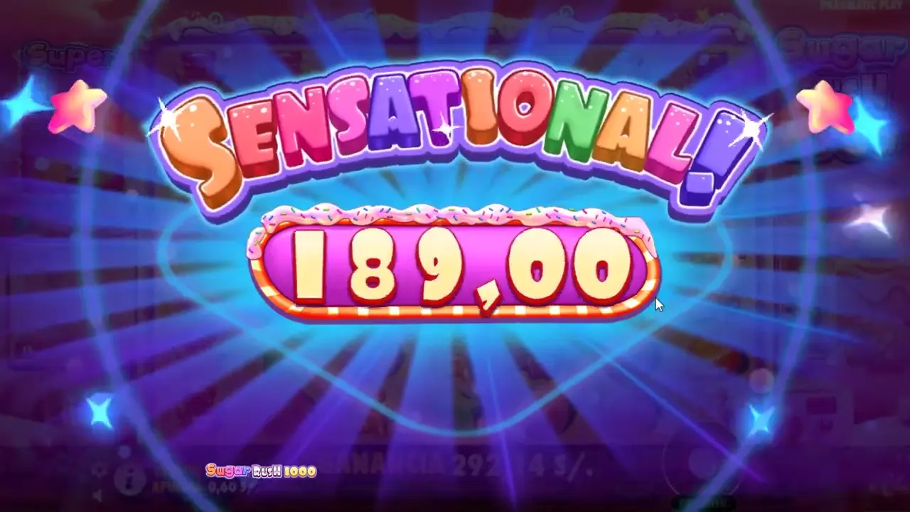Pantalla SENSACIONAL con gran premio de 189 soles en Sugar Rush 1000