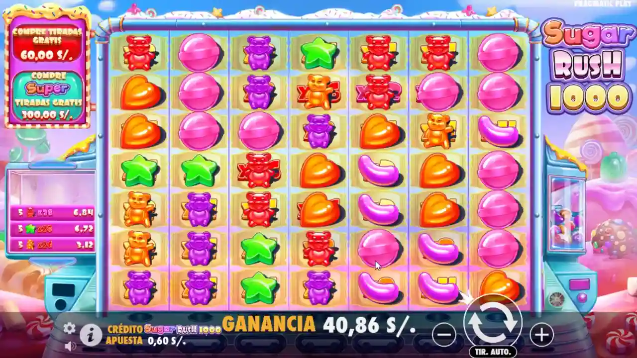 Símbolos ganadores en Sugar Rush 1000 tragamonedas - Ejemplo de combinaciones ganadoras